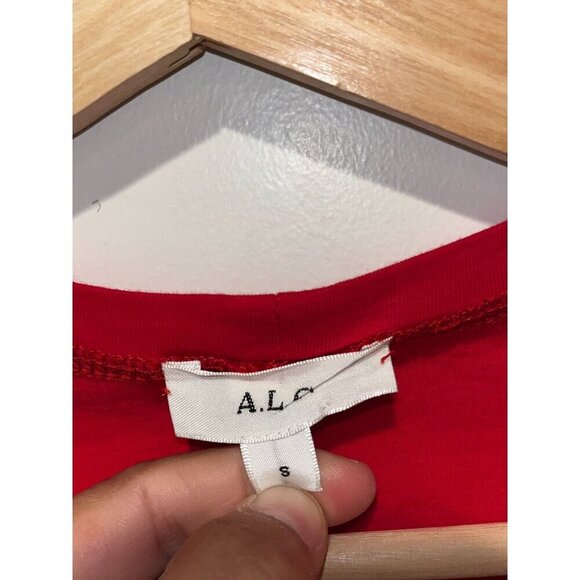 A.L.C. Womens Red Puff -Sleeve Blouse Size Small Cotton Blend - Picture 3 of 9
